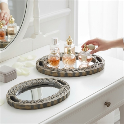 Set of 2 Vanity Mirror Trays - Gray Wash 